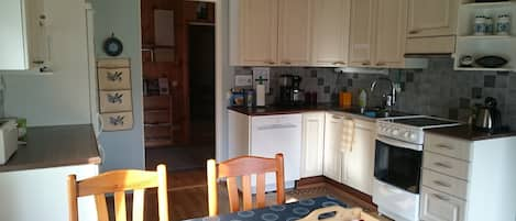 Family House, 1 Bedroom, Sauna | Private kitchen | Full-sized fridge, microwave, oven, stovetop