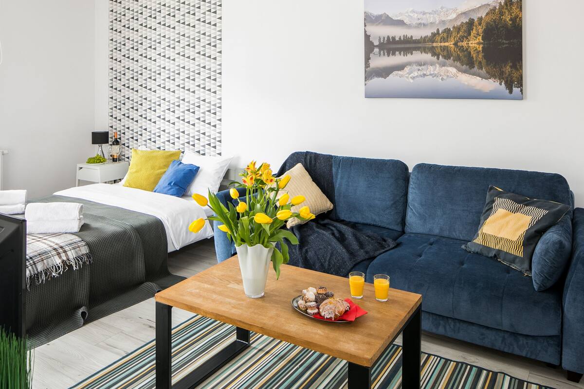 Studio – comfort, balkong | Sengetøy av topp kvalitet, lydisolert, strykejern/-brett og barnesenger
