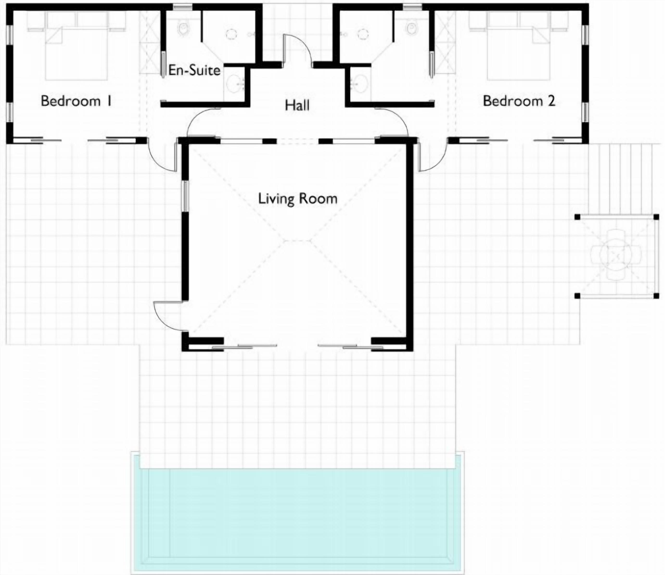 luxury villa, 2 bedrooms, private pool, ocean view | floor plan