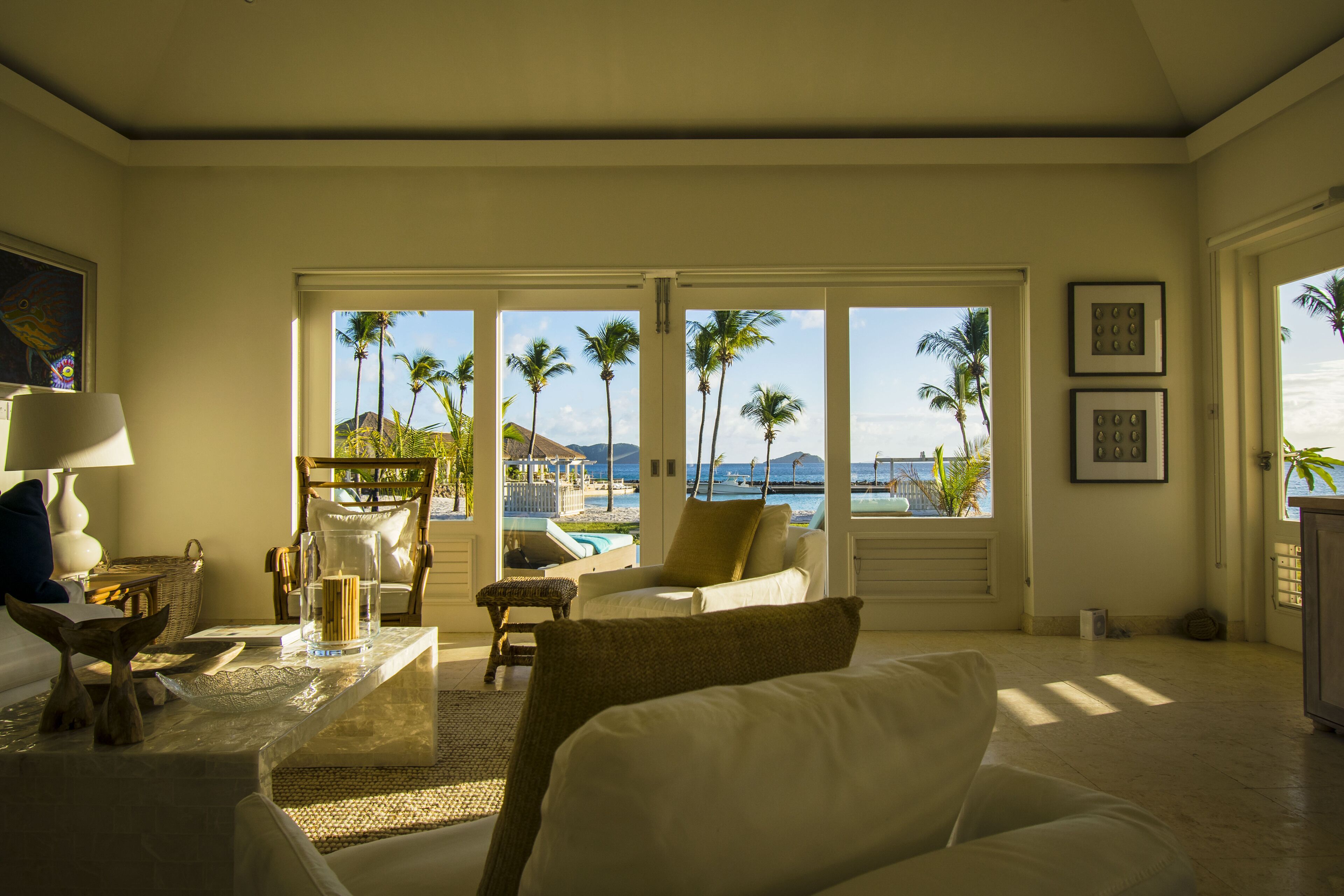 luxury villa, 2 bedrooms, private pool, ocean view | living area | flat-screen tv