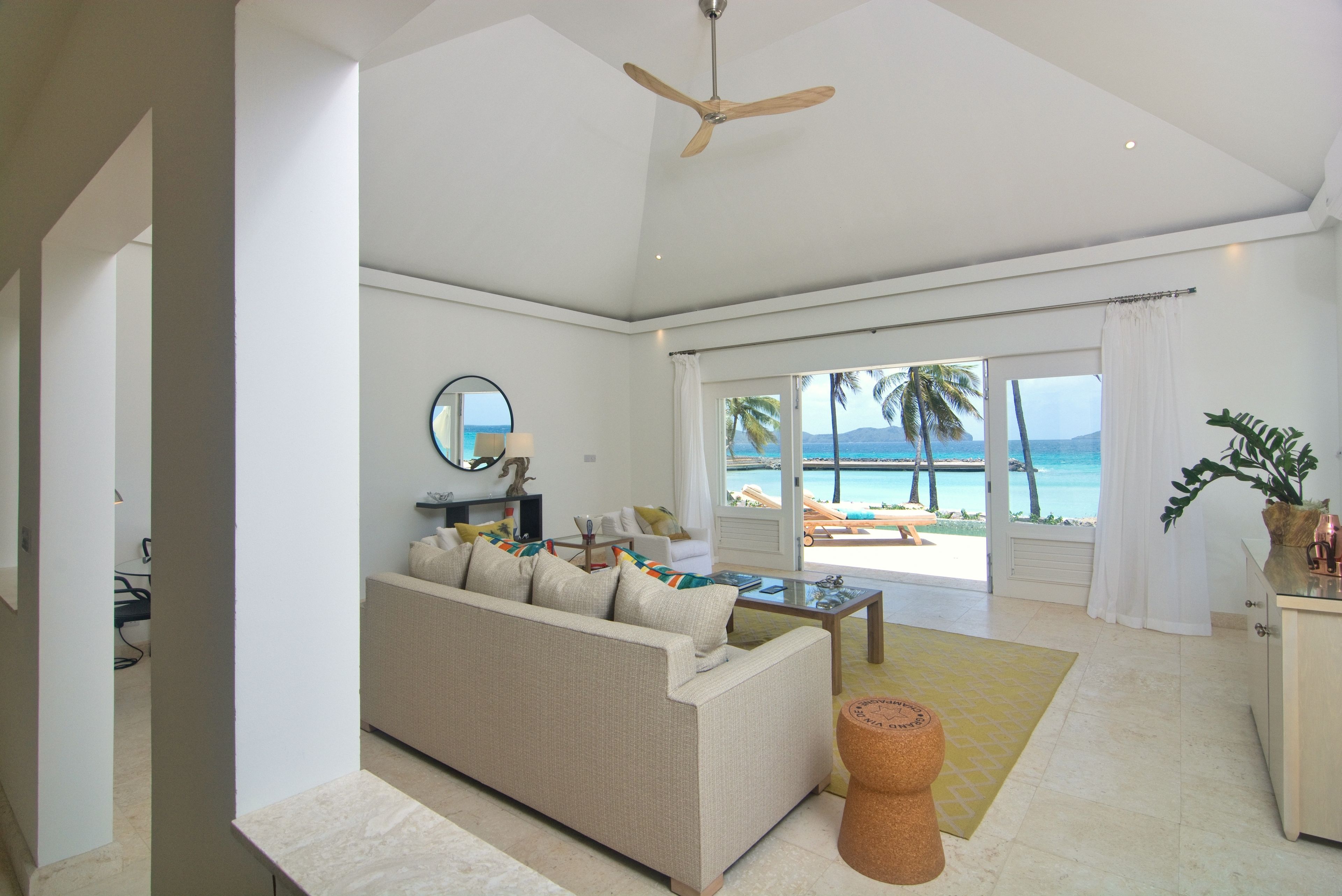 luxury villa, 2 bedrooms, private pool, ocean view | living room | flat-screen tv