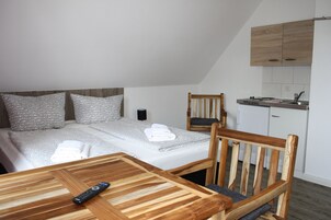 Desk, free WiFi, bed sheets