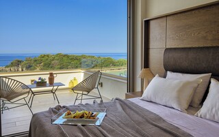 1 habitación, ropa de cama de alta calidad, cubrecamas y minibar 