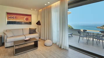 Suite Luxe, vue mer | 1 chambre, literie de qualité supérieure, couette en duvet d'oie
