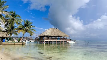 Playa en los alrededores, camastros y toallas de playa