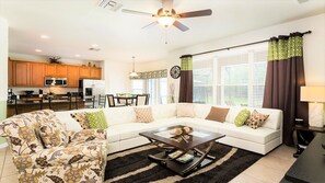 Smart TV, video games, DVD player, foosball