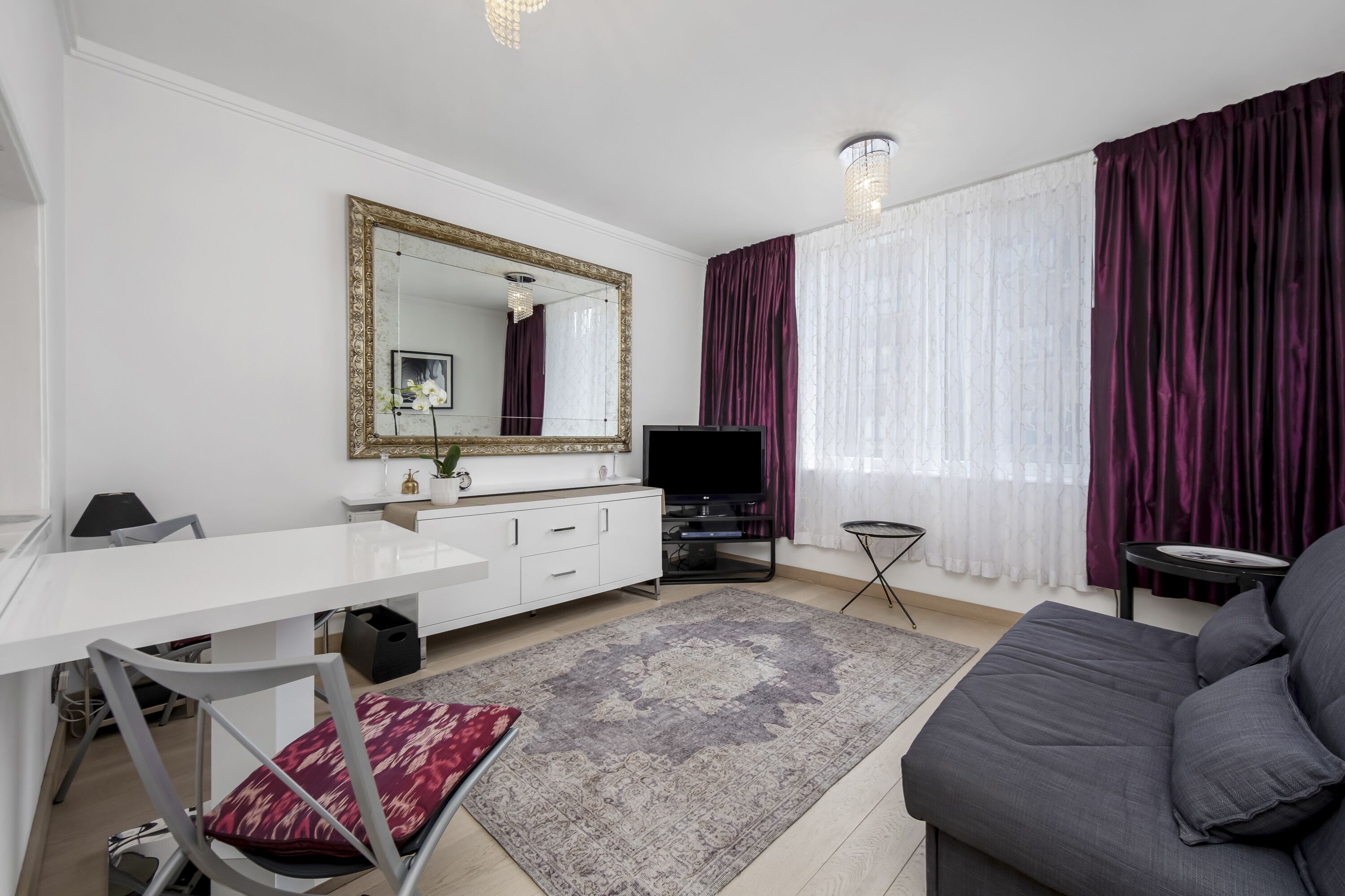 Smart TV, DVD player, books, music library