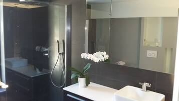 Ensemble douche/baignoire, sĂšche-cheveux, serviettes fournies