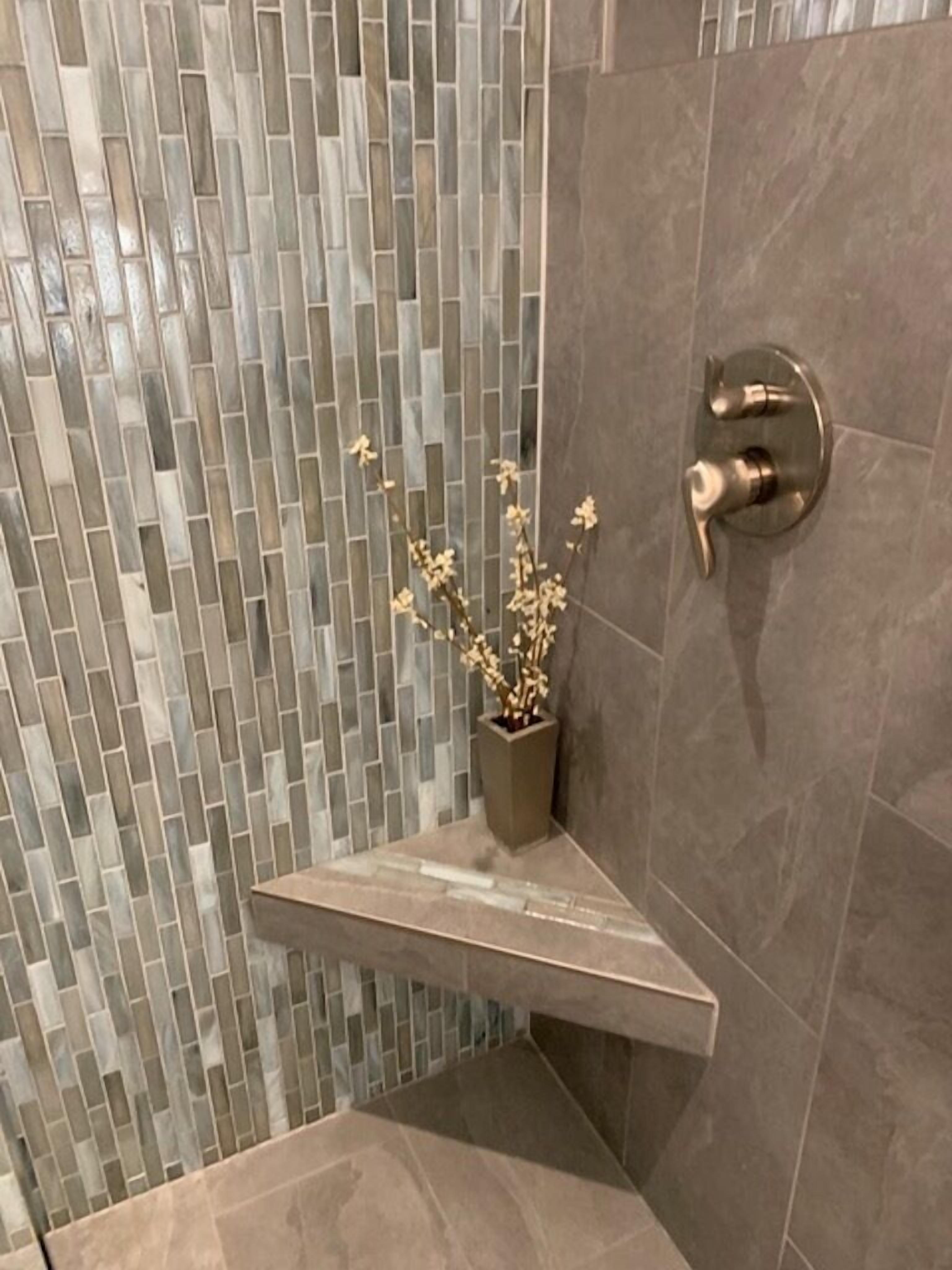 Combined shower/tub, hair dryer, towels, soap