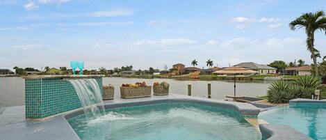 An infinity pool, a heated pool
