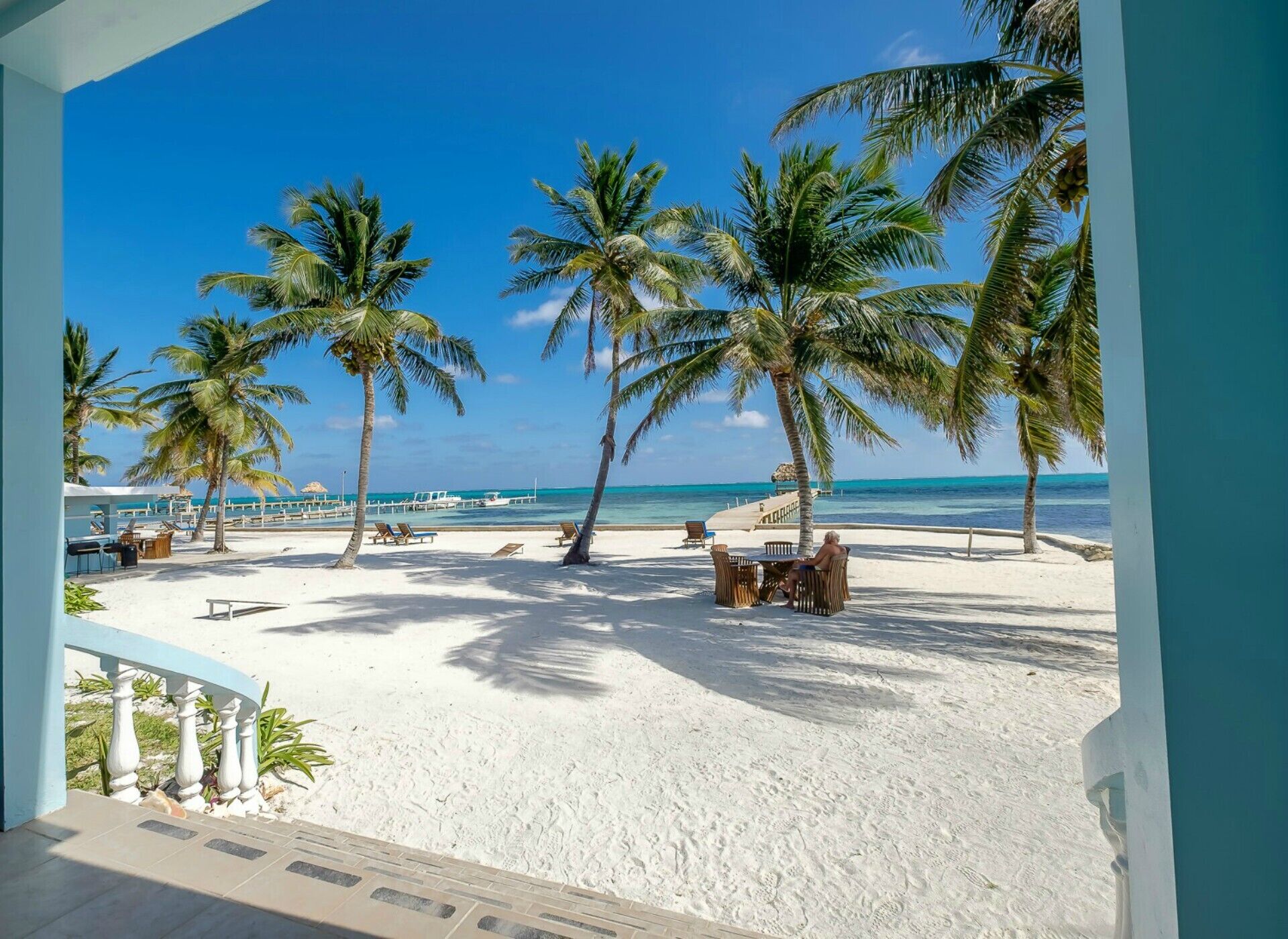 On the beach, sun-loungers, beach towels