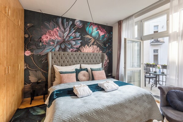 럭셔리 아파트, 발코니 | 1 개의 침실, 이집트산 면 시트, 고급 침구, 오리/거위털 이불