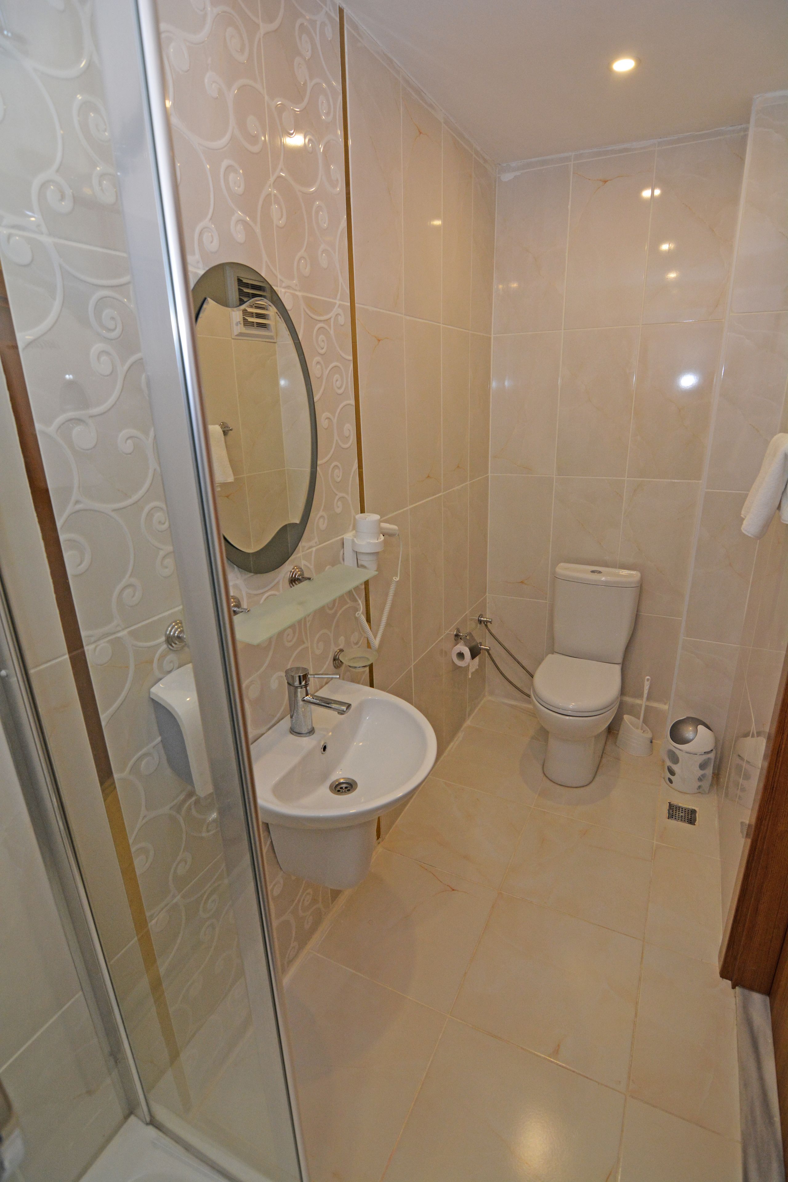 deluxe room | bathroom | shower, free toiletries, hair dryer, slippers