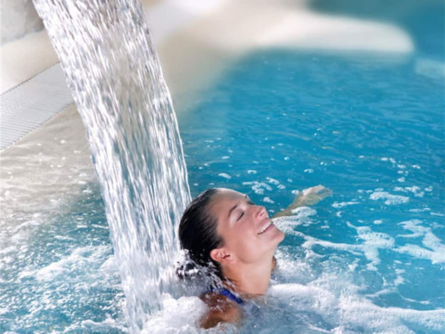 Outdoor pool, a waterfall pool