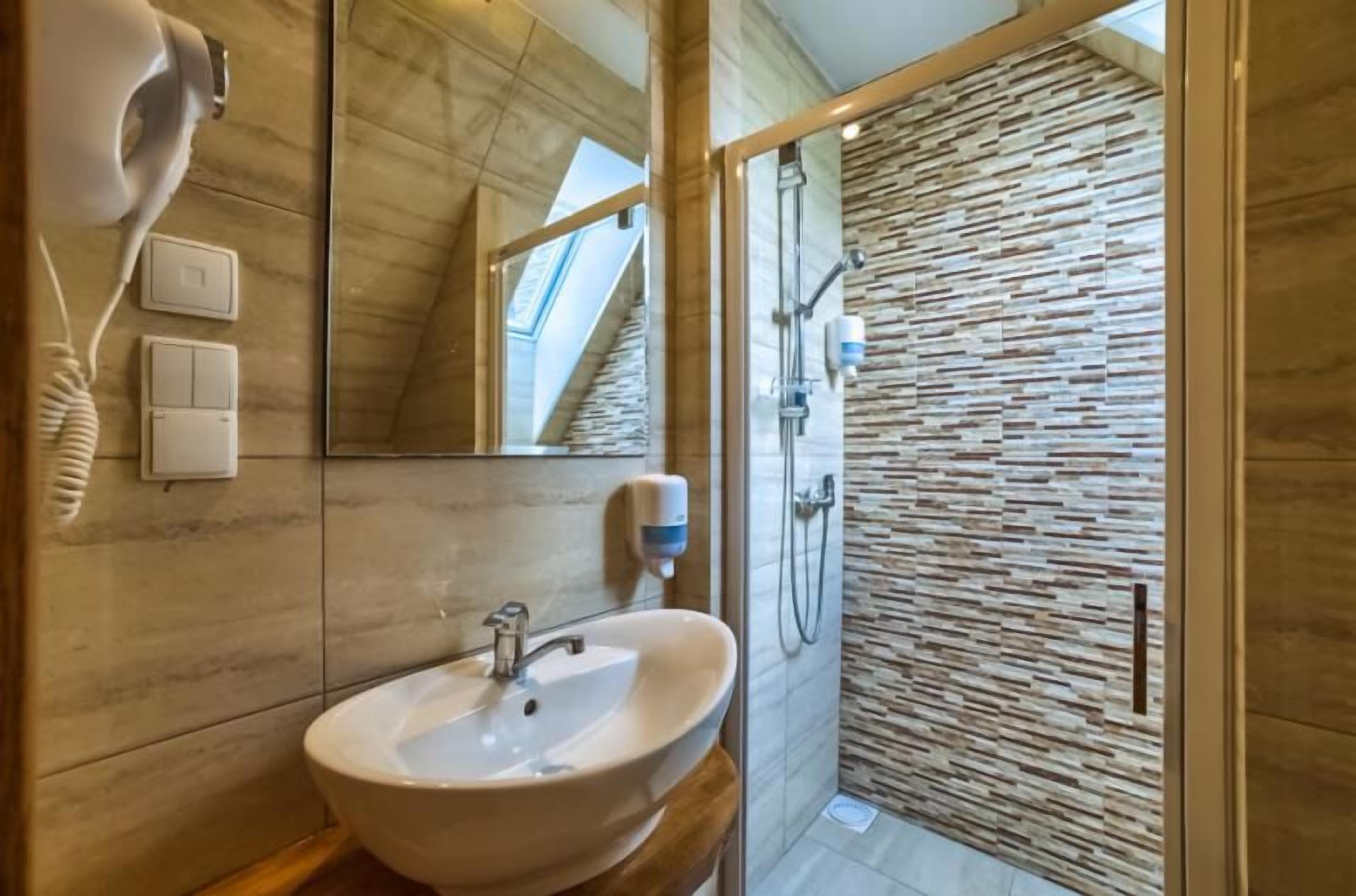 free toiletries, hair dryer, towels