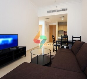 Apartment, 1 Bedroom (No. 207) | Living area | LED TV - Piks Key - Mayfair Residency (Dubai)
