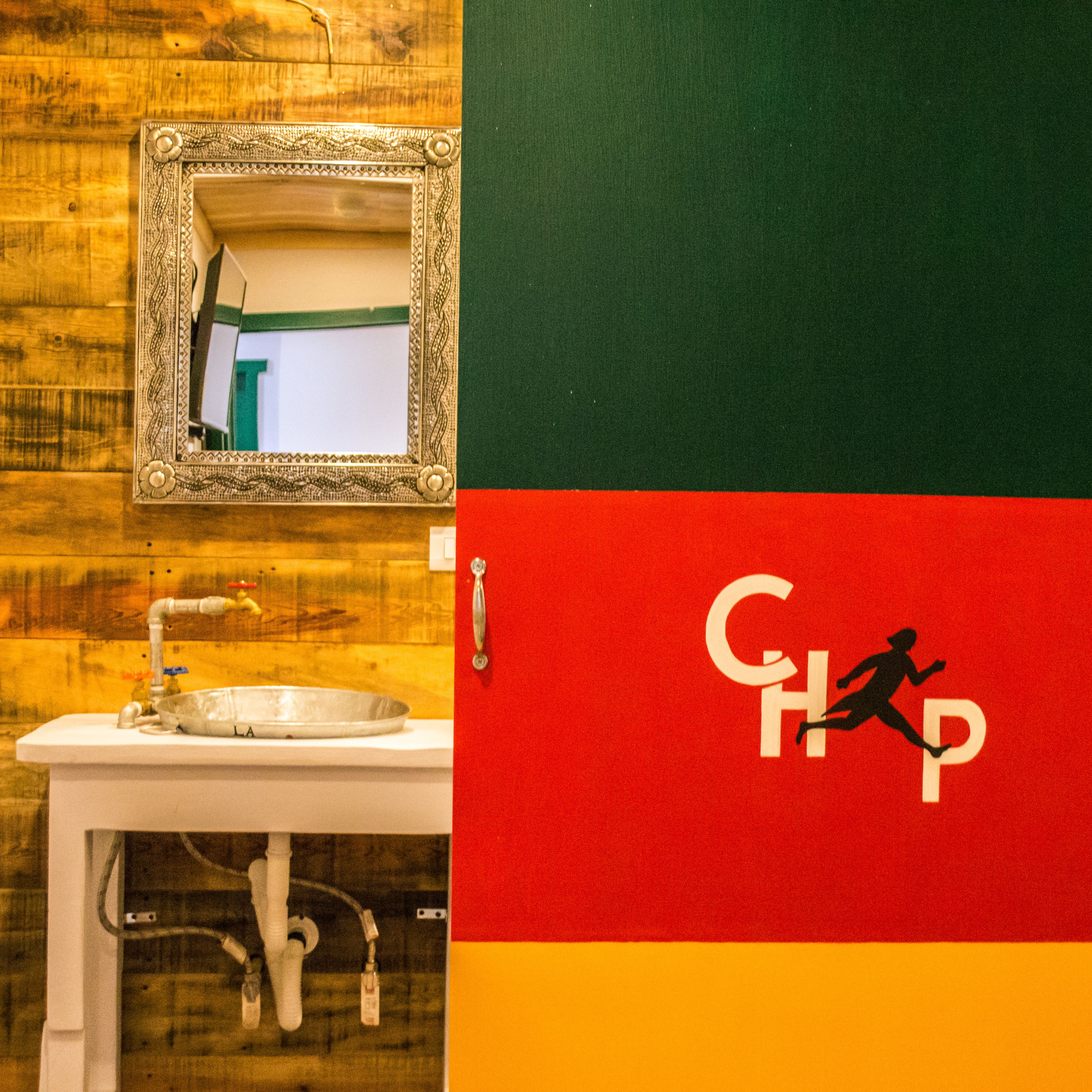 design double room, 2 double beds | bathroom sink