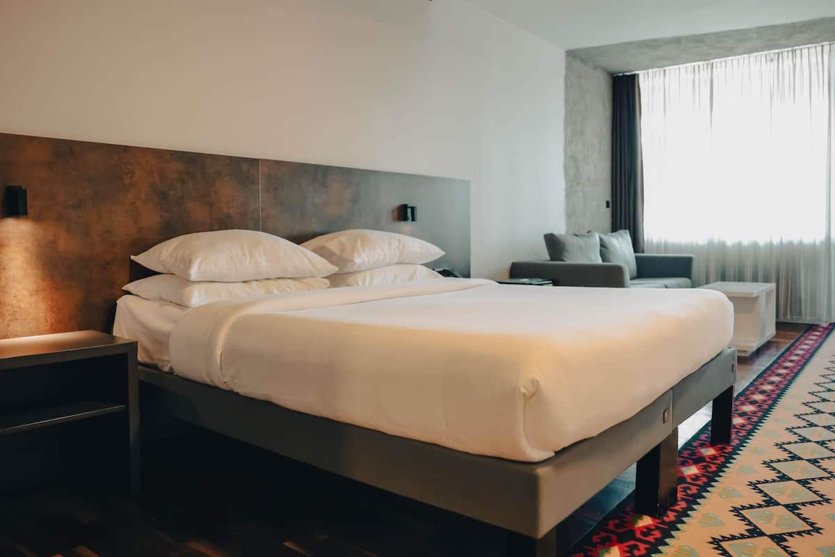 Habitación ejecutiva, 1 cama King size y sofá cama, balcón | Ropa de cama hipoalergénica, minibar, escritorio y cortinas blackout