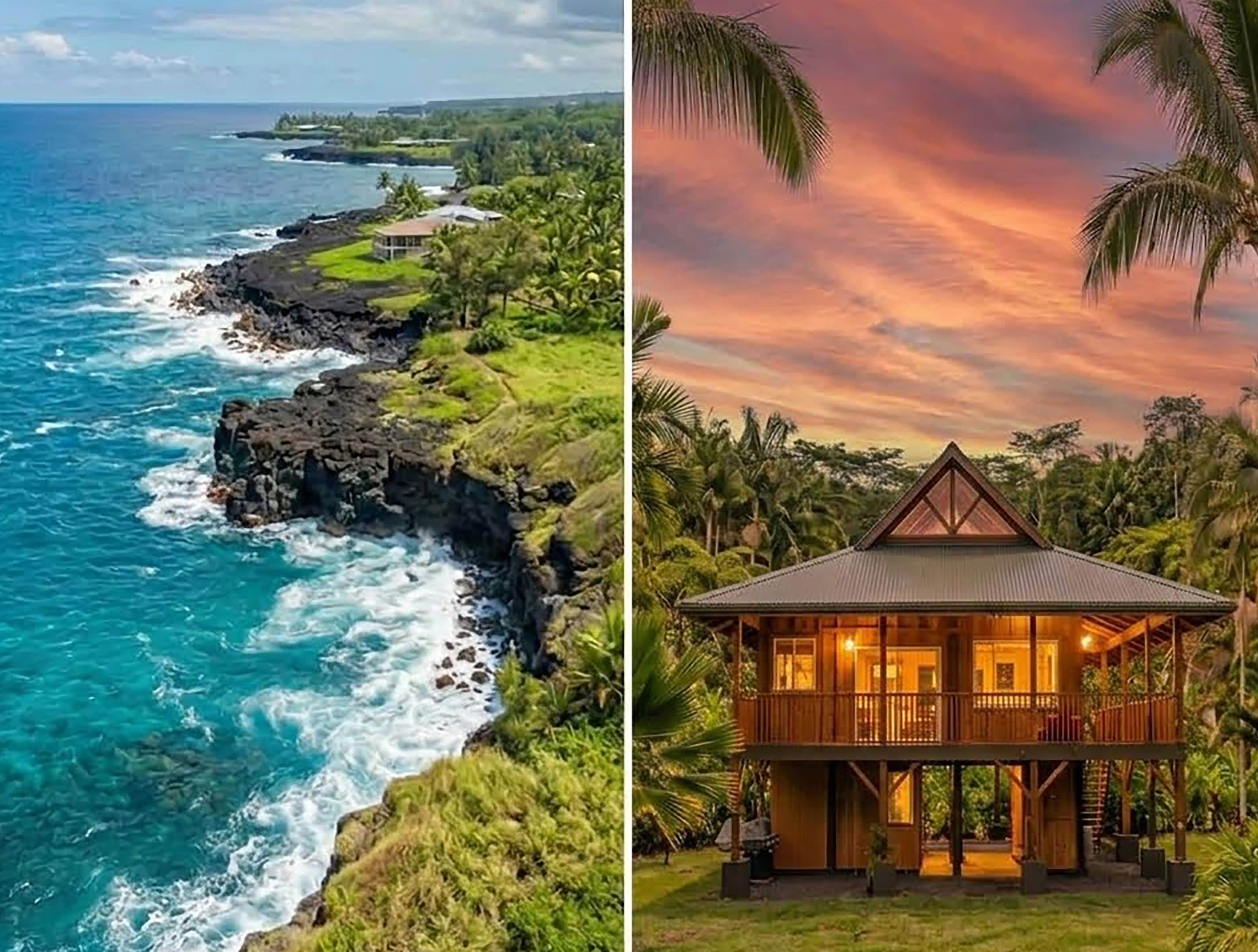 1 Block to Paridise Cliffs Treehouse Vibe Ohia Log Cabin Home. 