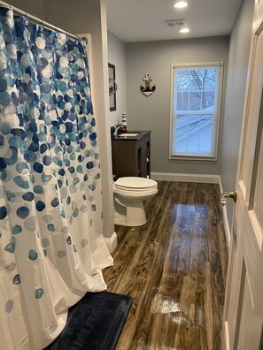 Shower, hair dryer, towels - Roe Summer Cottage, Suite C (Watkins Glen)