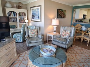 Smart TV, DVD player, books, video library