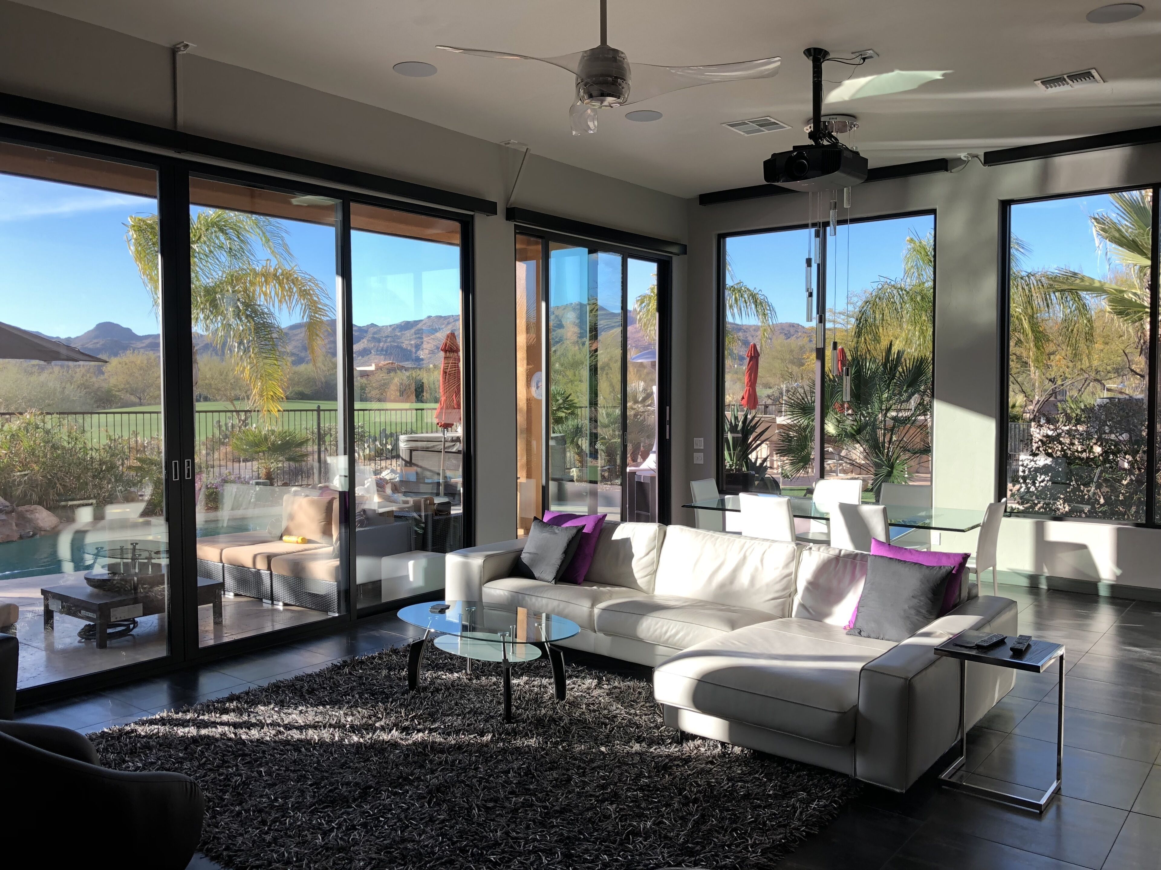 Smart TV, fireplace, DVD player, streaming services