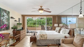 Iron/ironing board, WiFi (free), bed sheets - West Maui Studio at BeachFront Resort w Pool-Royal Kahana 104 (Lahaina)