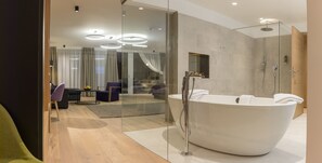 Deluxe-Penthouse, Sauna | Badezimmer | Dusche, Haartrockner, Bademäntel, Hausschuhe