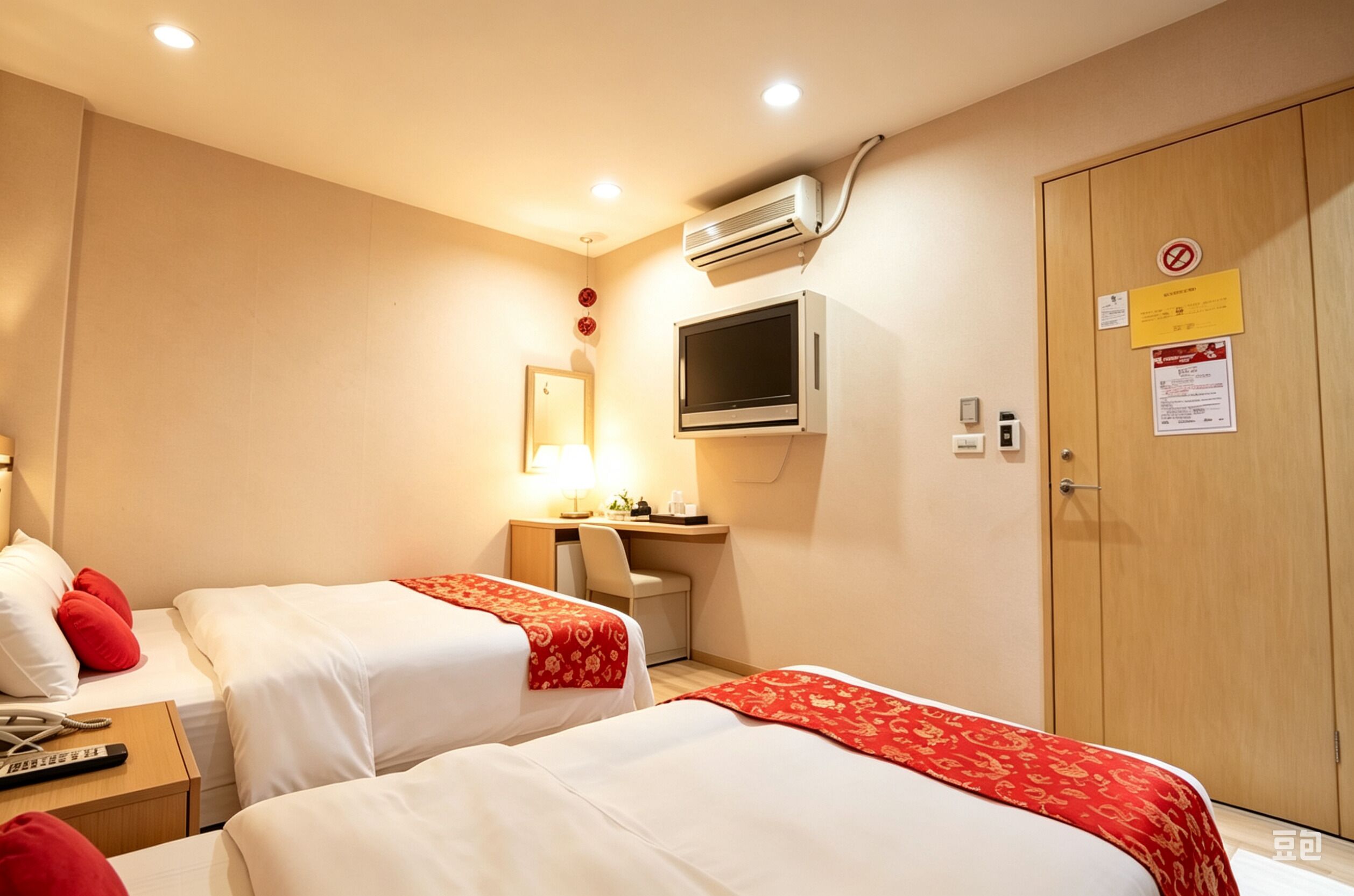 Desk, soundproofing, WiFi (free), bed sheets