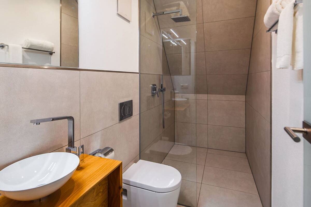 single room | bathroom | shower, free toiletries, hair dryer, towels