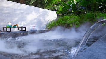 Separate tub and shower, deep soaking tub, rainfall showerhead