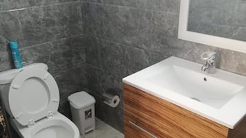 Apartment, 3 Bedrooms | Bathroom | Shower, free toiletries, hair dryer, slippers