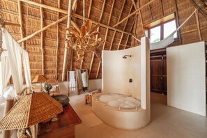 Master Suite | Bathroom | Designer toiletries, hair dryer, bathrobes, towels - La Valise Tulum, Member of Small Luxury Hotels (Tulum)