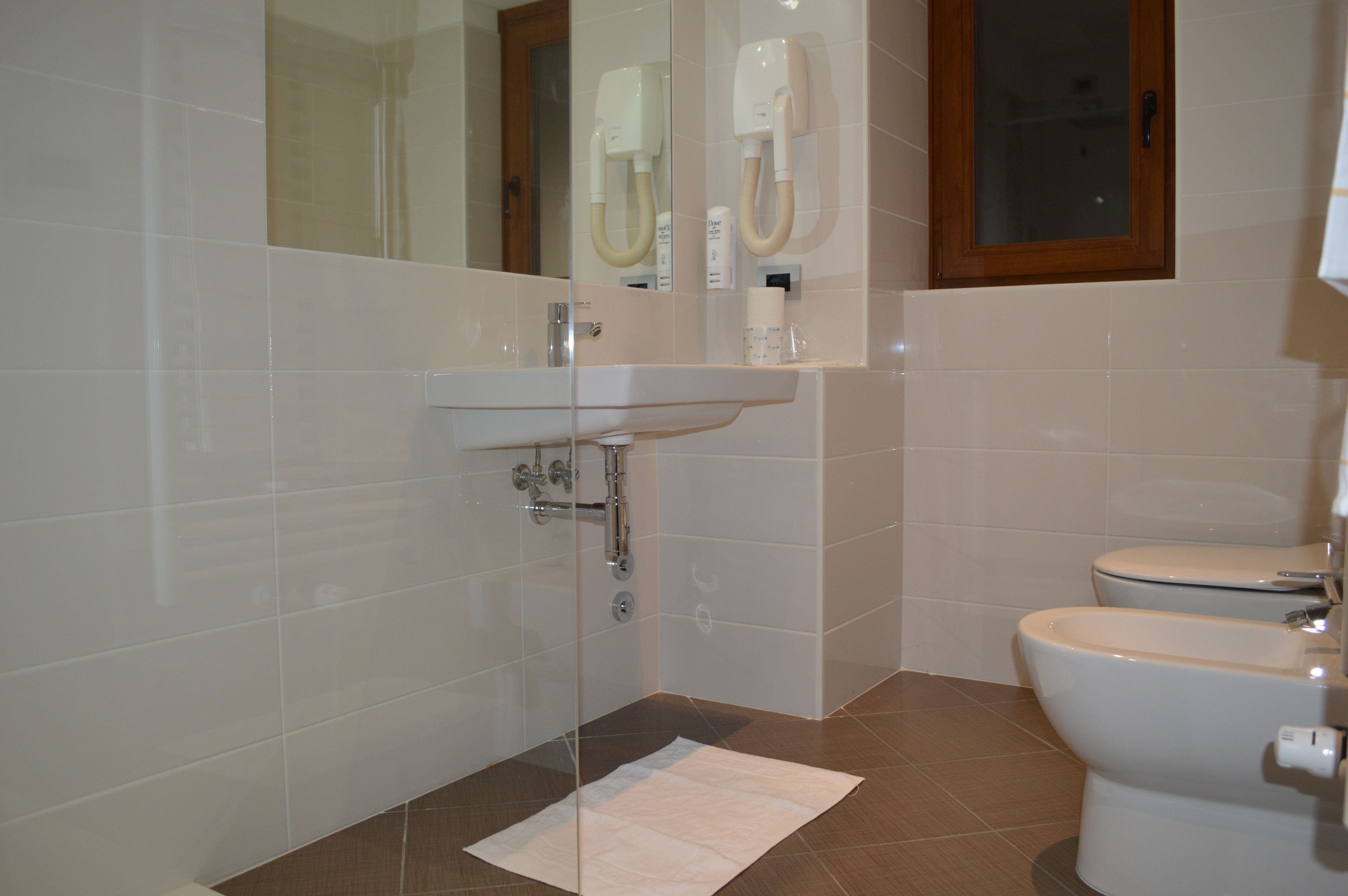 free toiletries, hair dryer, bidet, towels