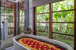 Villa, 1 Bedroom, Private Pool | Bathroom | Free toiletries, hair dryer, bathrobes, towels