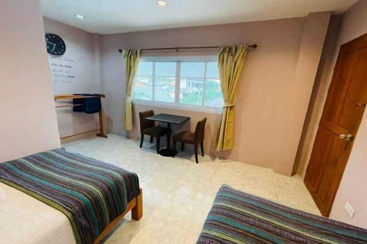 Desk, laptop workspace, blackout drapes, free WiFi