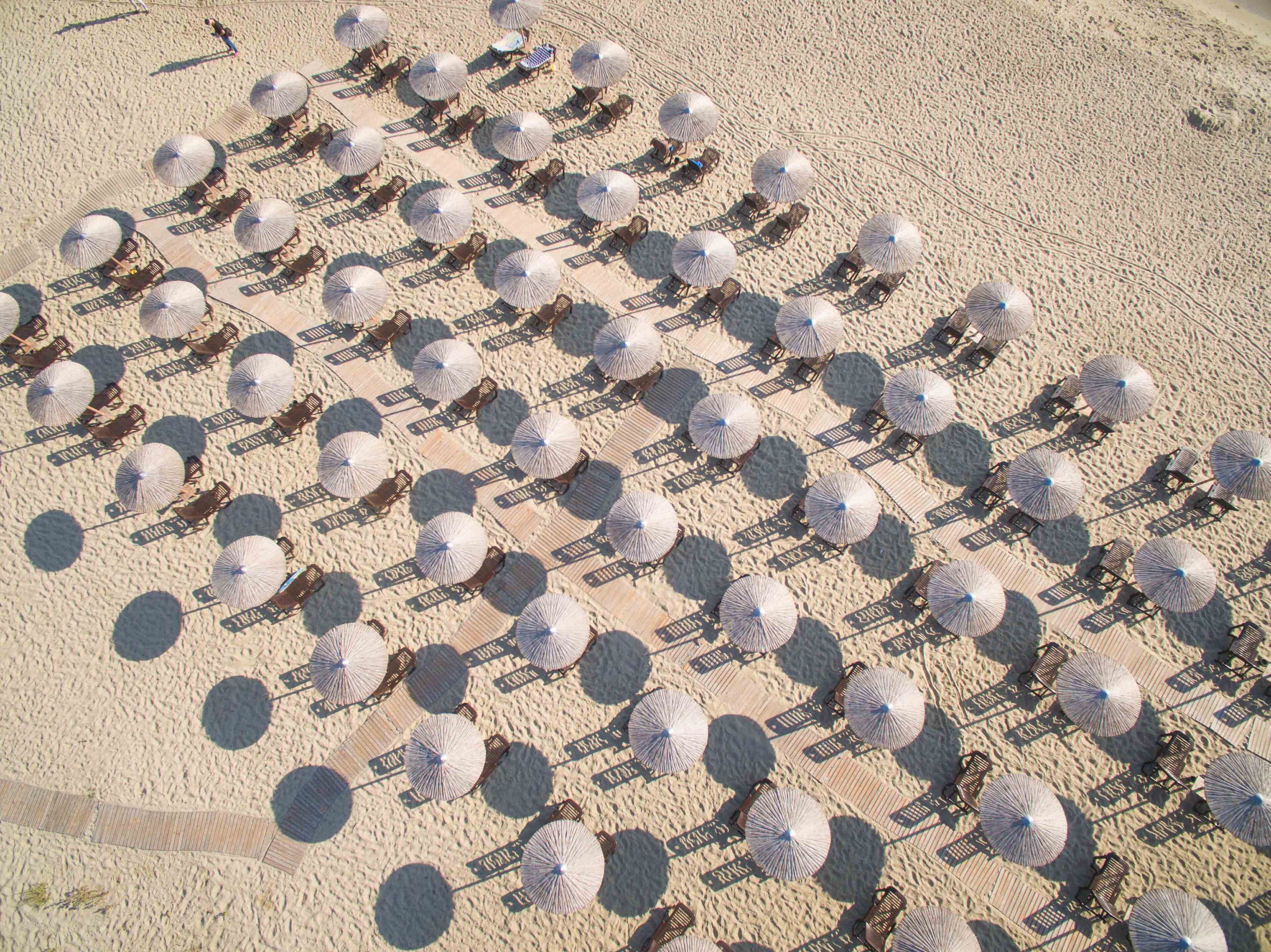 Private beach, sun loungers, beach umbrellas