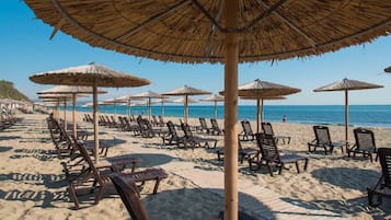 Private beach, sun-loungers, beach umbrellas