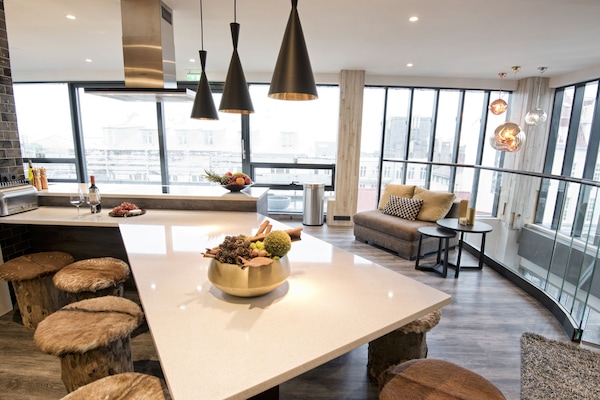 Shared fridge, microwave, highchair, cookware/dishes/utensils