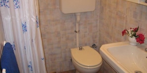 Douche, articles de toilette gratuits, sĂšche-cheveux, bidet