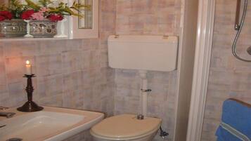 Shower, free toiletries, hair dryer, bidet