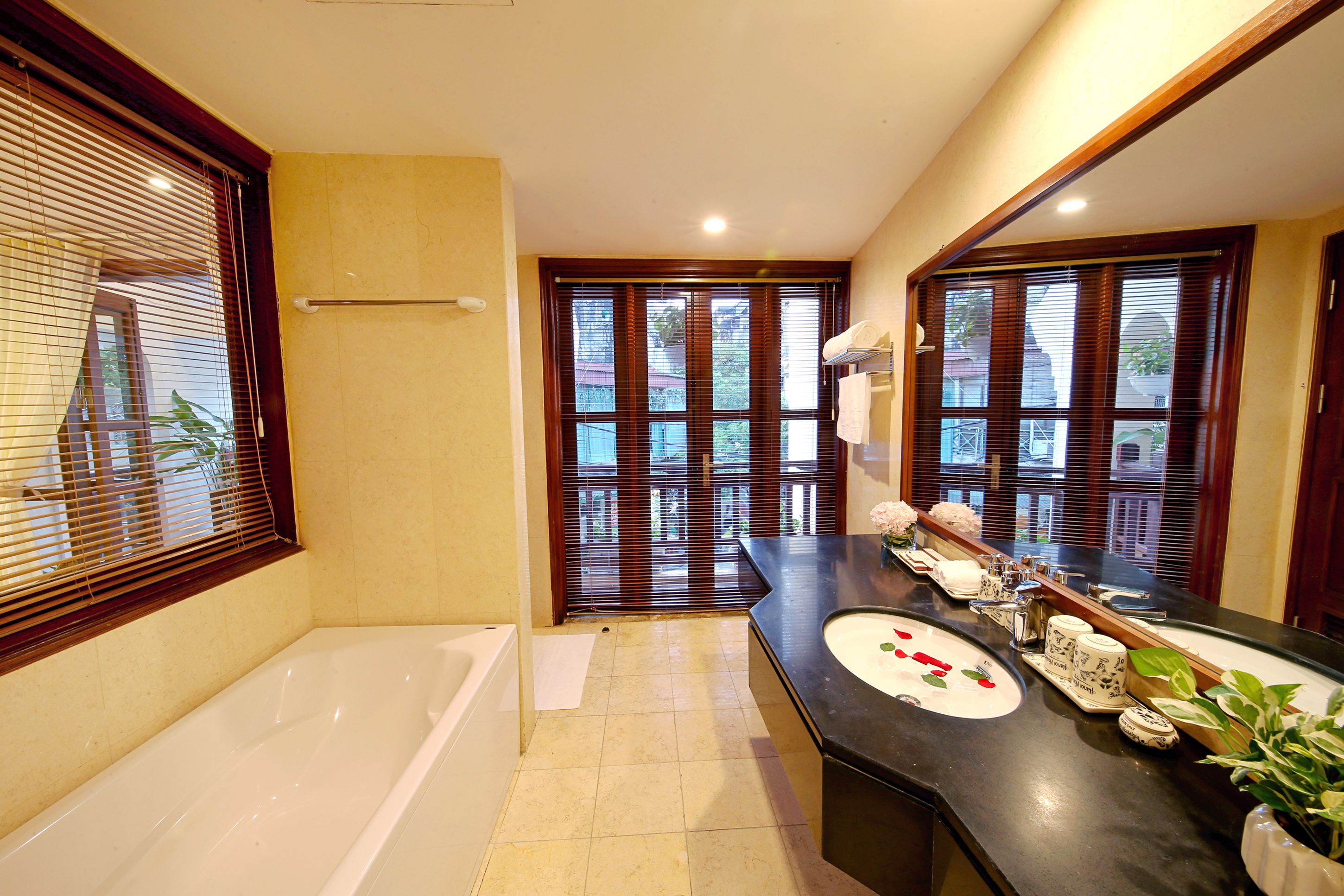 free toiletries, hair dryer, bathrobes, slippers