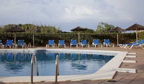 2 outdoor pools, open 9:00 AM to 7:00 PM, pool umbrellas, sun loungers