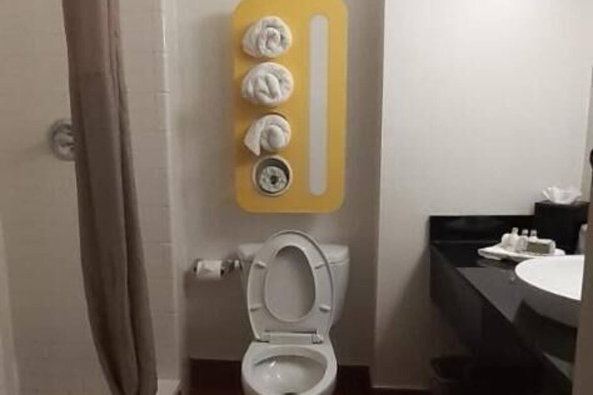 free toiletries, hair dryer, towels, soap