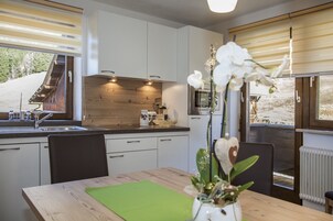 Apartment (Parseier) | Private kitchen | Full-size fridge, microwave, oven, stovetop