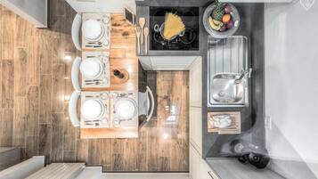 Standard Apartment, 2 Bedrooms | Private kitchen | Full-sized fridge, microwave, stovetop, coffee/tea maker