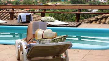 Outdoor pool, pool loungers