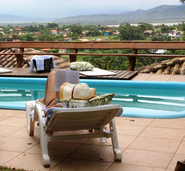 Outdoor pool, pool loungers