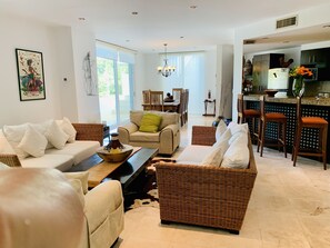Condo Be 2 Bedrooms | Living area | TV, iPod dock, MP3 dock - Bosque de los Aluxes Condos with private pool by PPR (Playa del Carmen)