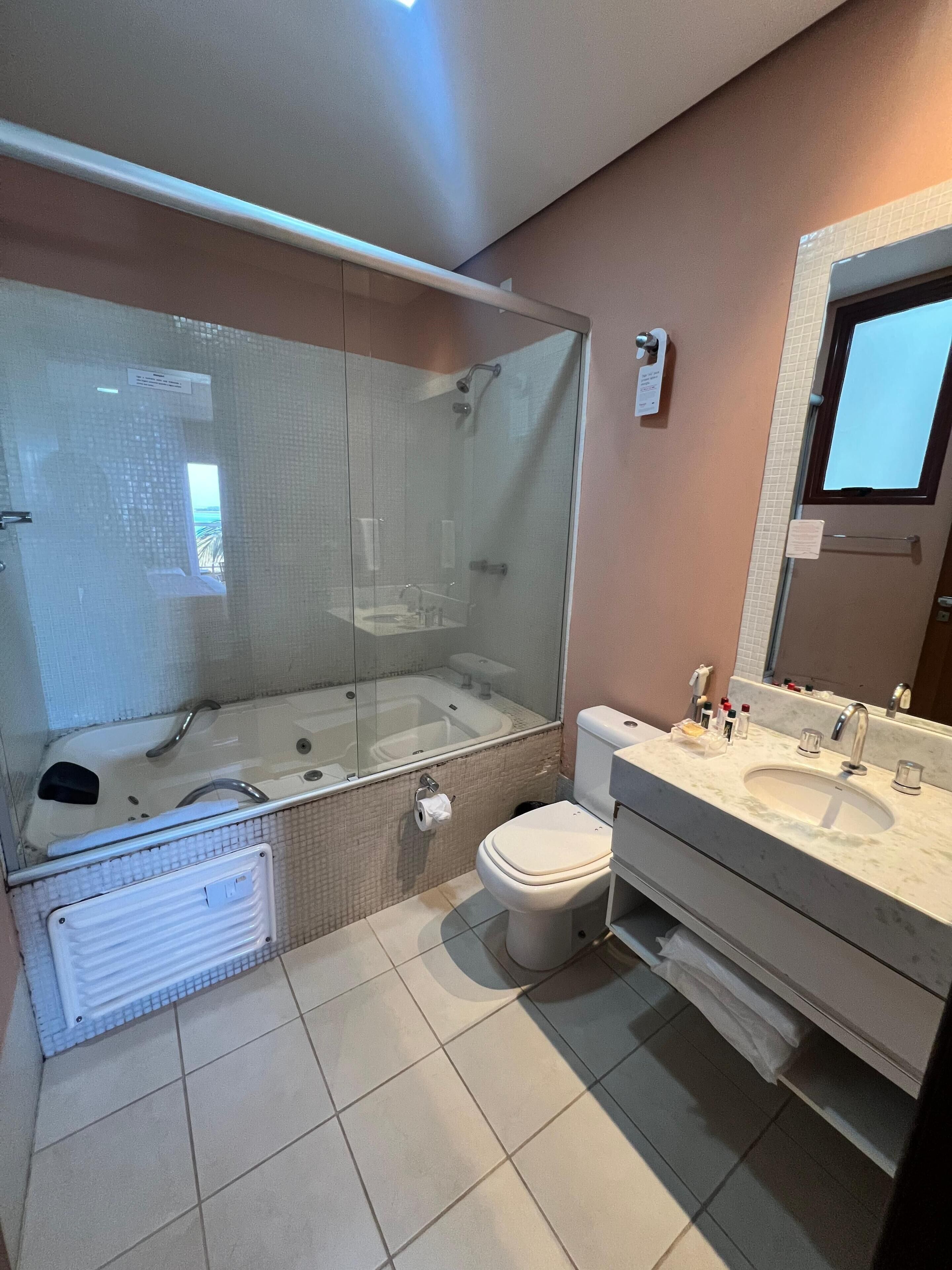 Free toiletries, hair dryer, bathrobes, towels